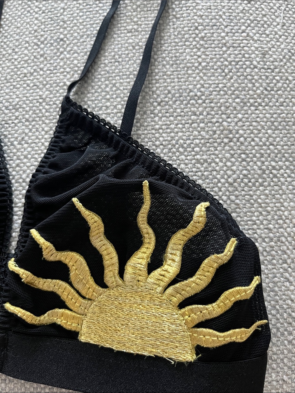 Nasty Gal Celestial Sun Mesh Bra Embroidered Black Bralet XS - Picture 10 of 12
